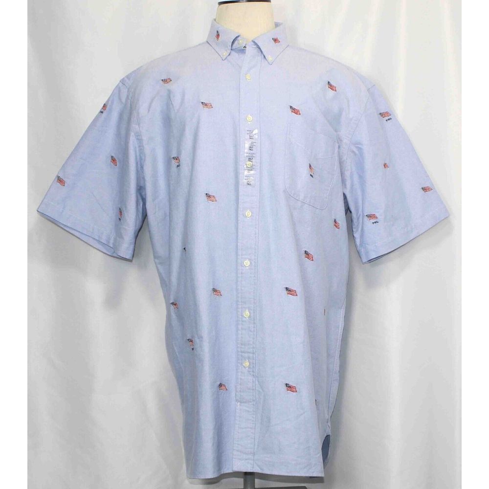 NWT $138‎ Polo Ralph Lauren Classic Blue Flag Embroidered Oxford Shirt Mens 2XLT